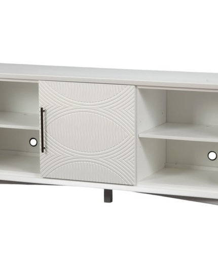 64" White Pine Solid Wood Open Shelving TV Stand