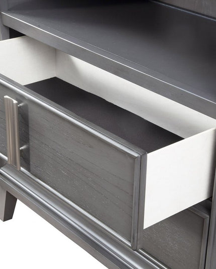 36" Gray Pine Poplar Solids With Mindy And Veneer Open Shelving TV Stand