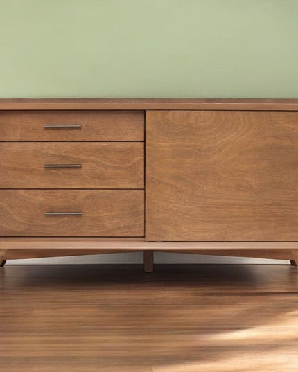 50" Mahogany Solid Wood Enclosed and Open Storage TV Stand