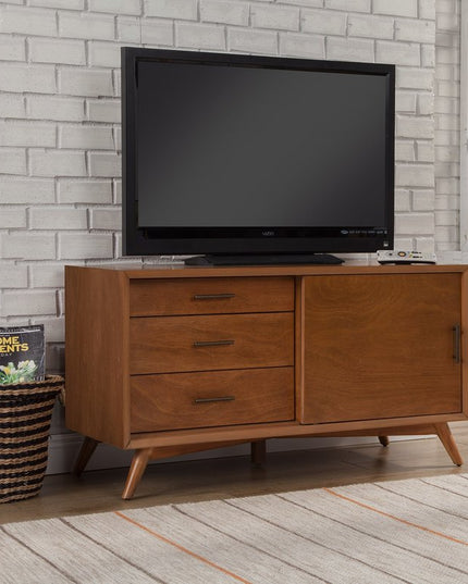 50" Mahogany Solid Wood Enclosed and Open Storage TV Stand