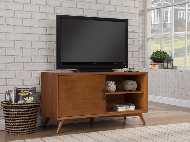 50" Mahogany Solid Wood Enclosed and Open Storage TV Stand