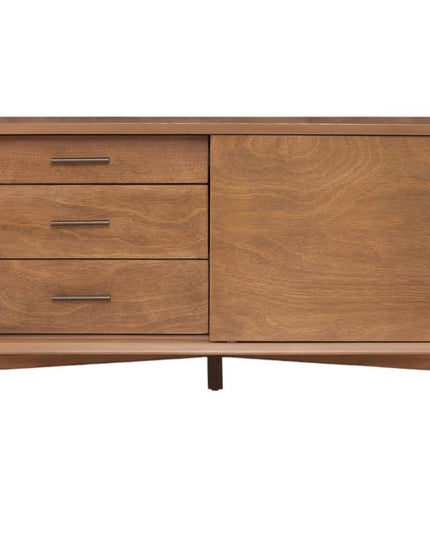 50" Mahogany Solid Wood Enclosed and Open Storage TV Stand