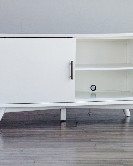 50" White Solid Wood Cabinet Enclosed Storage TV Stand