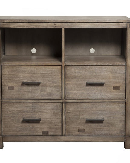 42" Brown Solid Wood Open Shelving TV Stand