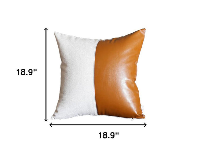 Vegan Faux Leather Detailed Throw Pillow Set of 4