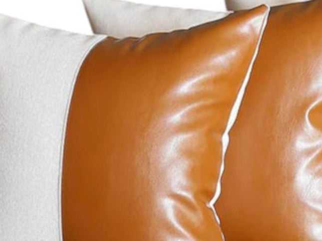 Vegan Faux Leather Detailed Throw Pillow Set of 4