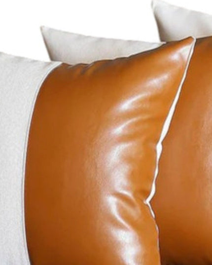 Vegan Faux Leather Detailed Throw Pillow Set of 4