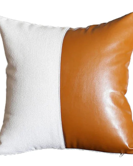 Vegan Faux Leather Detailed Throw Pillow Set of 4