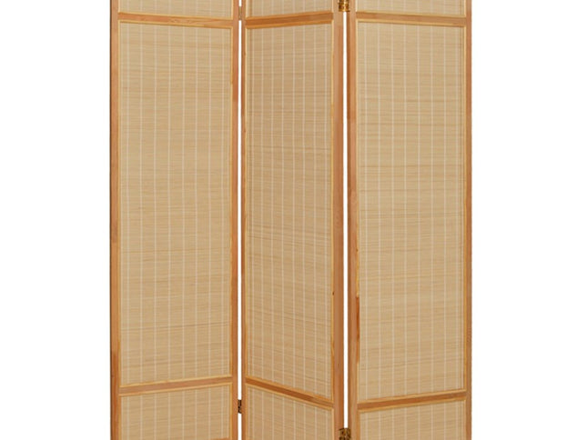 72" Brown Bamboo Folding Three Panel Screen Room Divider