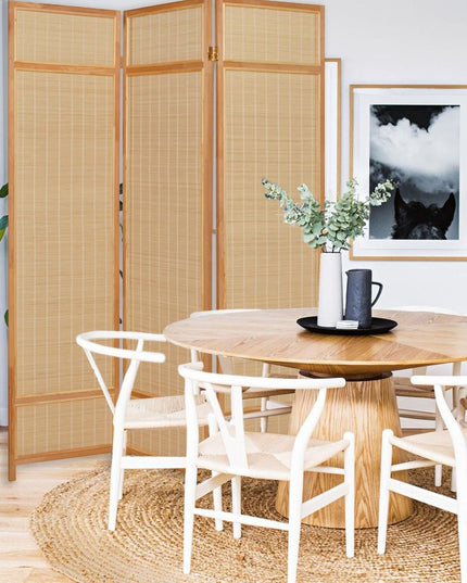 72" Brown Bamboo Folding Three Panel Screen Room Divider