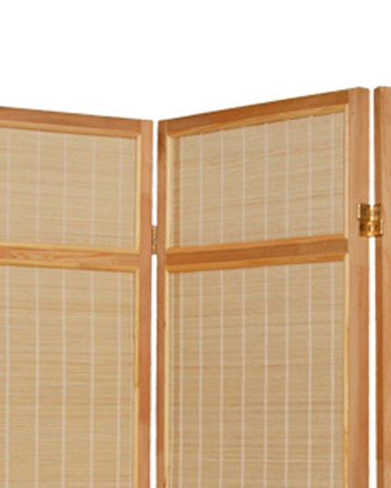 72" Brown Bamboo Folding Three Panel Screen Room Divider