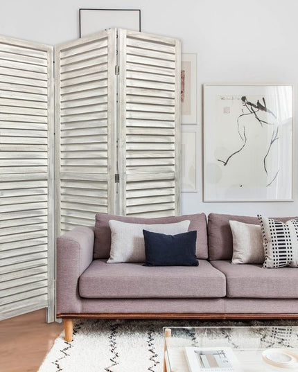 67" White Solid Wood Folding Three Panel Screen Room Divider