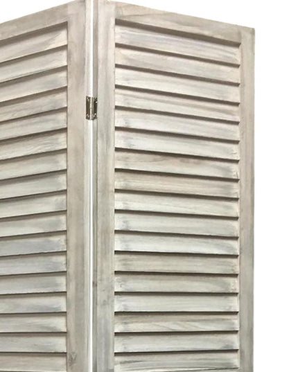 67" White Solid Wood Folding Three Panel Screen Room Divider