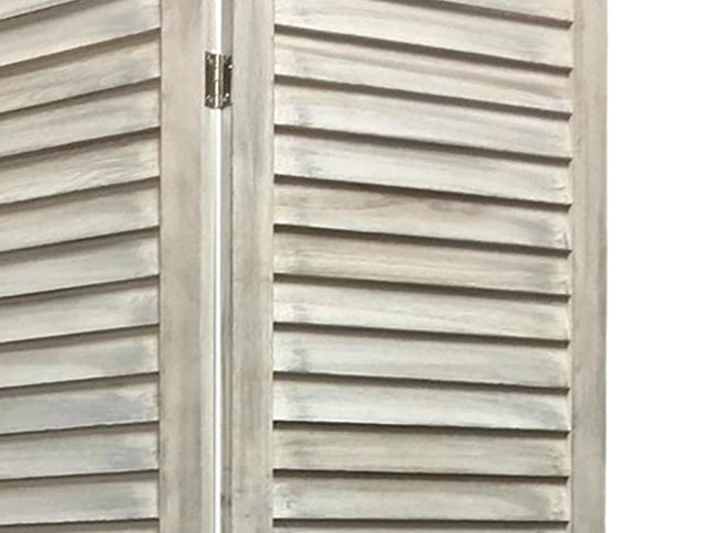 67" White Solid Wood Folding Three Panel Screen Room Divider