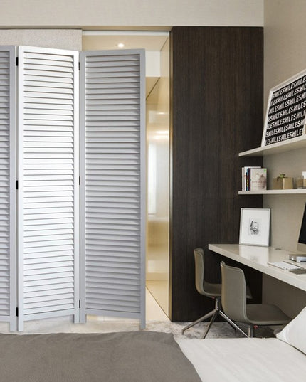 67" White Solid Wood Folding Three Panel Screen Room Divider