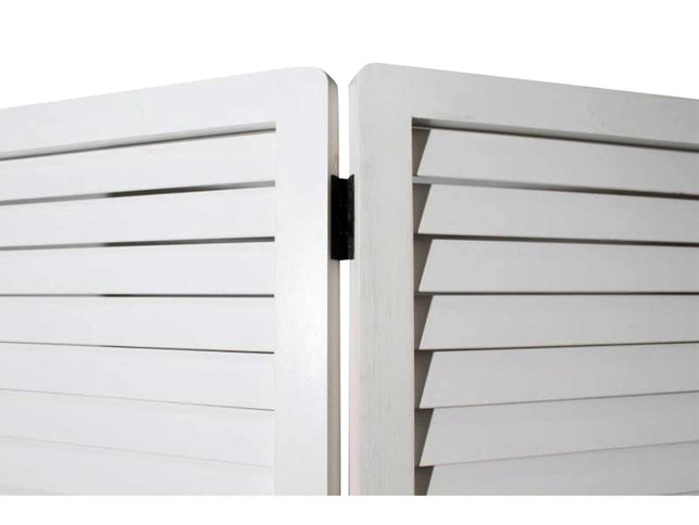 67" White Solid Wood Folding Three Panel Screen Room Divider