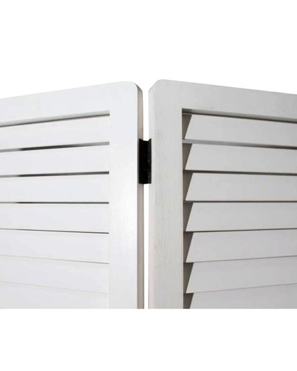 67" White Solid Wood Folding Three Panel Screen Room Divider