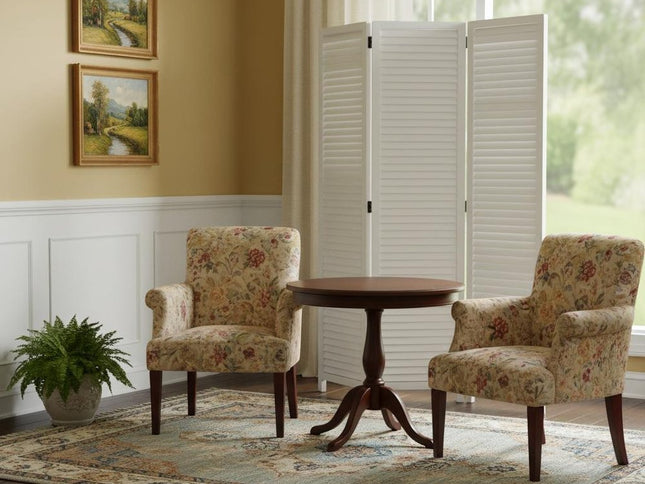 White Louvered Three Panel Room Divider Screen