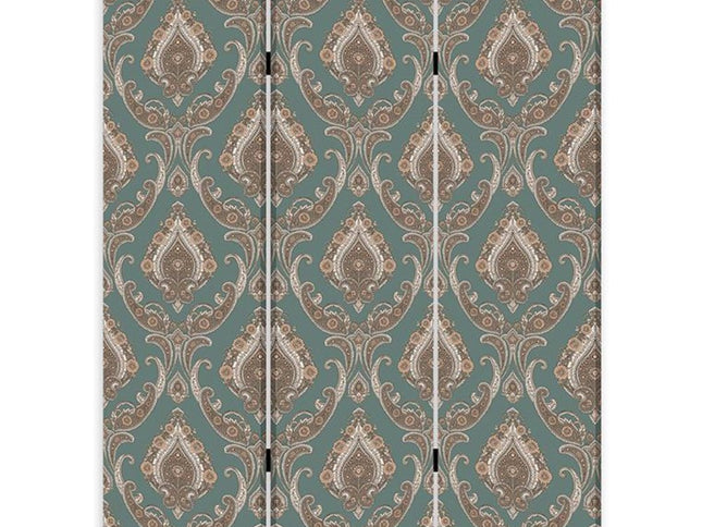 Vintage Green Baroque Three Panel Room Divider Screen