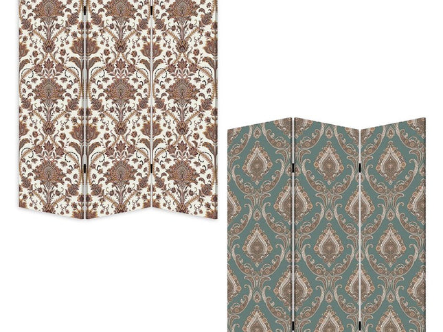 Vintage Green Baroque Three Panel Room Divider Screen