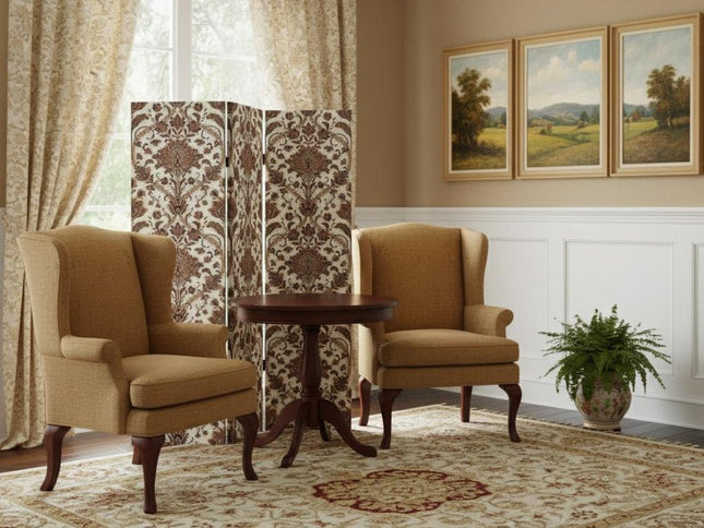 Vintage Green Baroque Three Panel Room Divider Screen