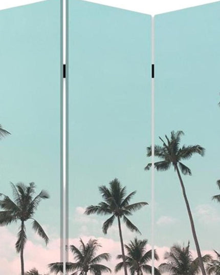 72" Light Green Folding Three Panel Screen Room Divider