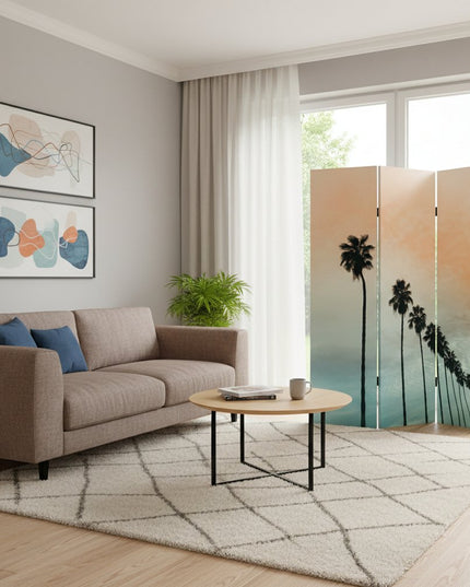 Tropical Palm Trees Room Three Panel Divider Screen