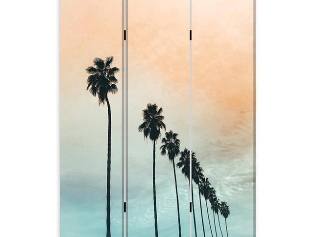 72" Light Green Folding Three Panel Screen Room Divider