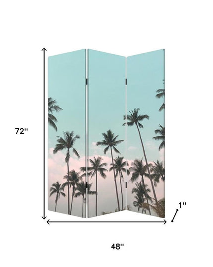Tropical Palm Trees Room Three Panel Divider Screen