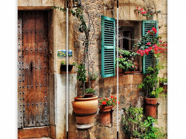 72" Brown Folding Three Panel Screen Room Divider