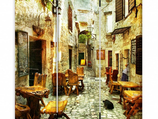 72" Brown Folding Three Panel Screen Room Divider