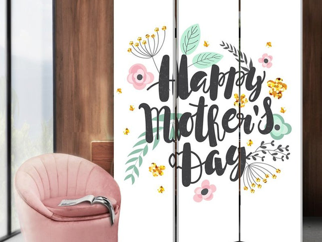 72" White Folding Three Panel Screen Room Divider