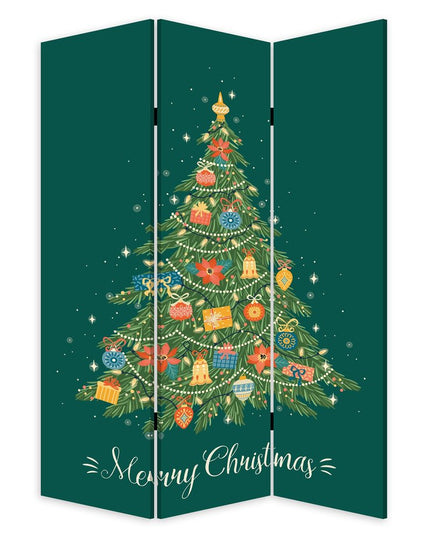 72" Green Folding Three Panel Screen Room Divider