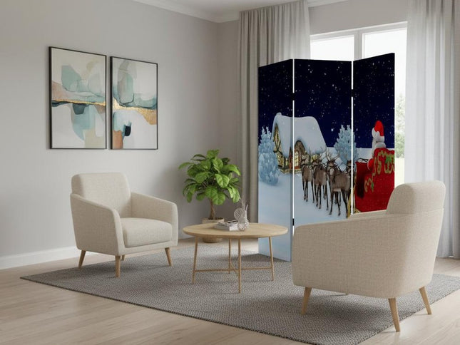 Festive Merry Christmas Three Panel Room Divider Screen