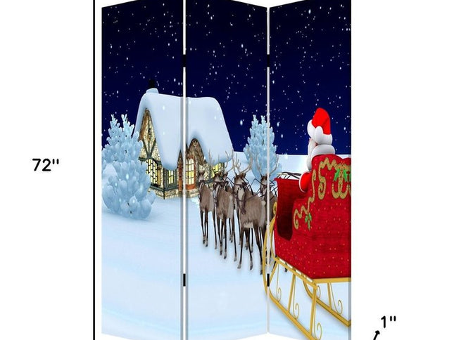 Festive Merry Christmas Three Panel Room Divider Screen