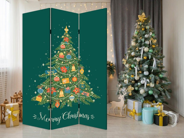 72" Green Folding Three Panel Screen Room Divider