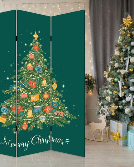 72" Green Folding Three Panel Screen Room Divider