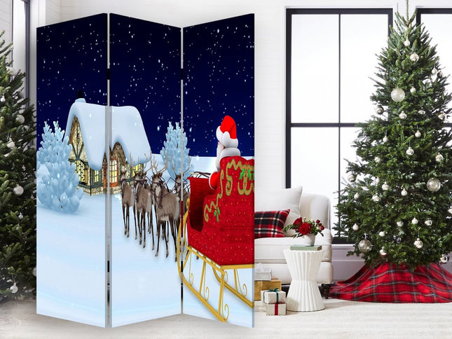 Festive Merry Christmas Three Panel Room Divider Screen