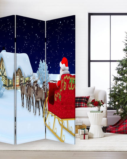 72" Green Folding Three Panel Screen Room Divider