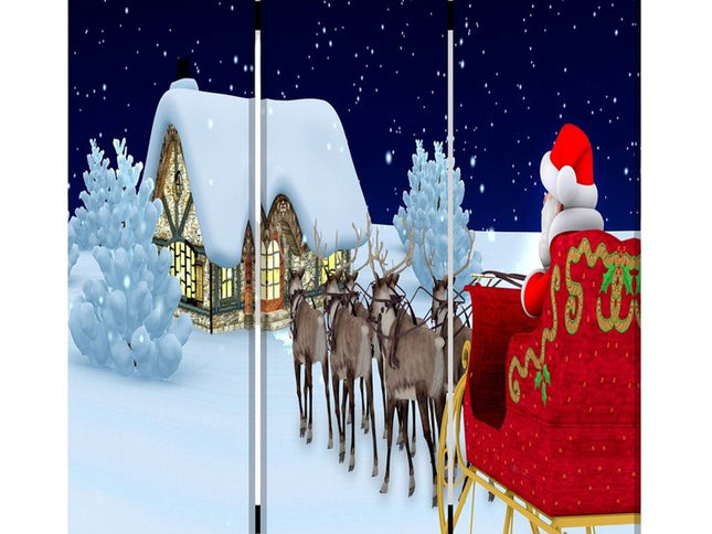 Festive Merry Christmas Three Panel Room Divider Screen