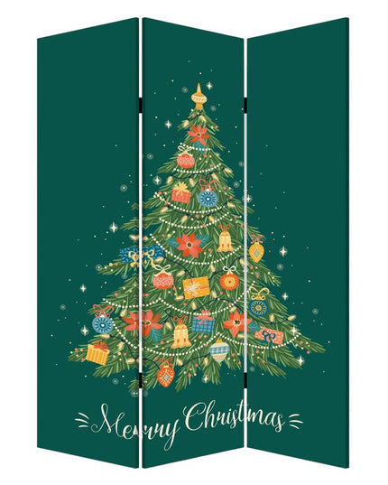 72" Green Folding Three Panel Screen Room Divider