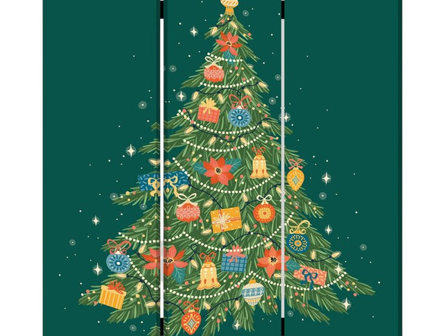 Festive Merry Christmas Three Panel Room Divider Screen