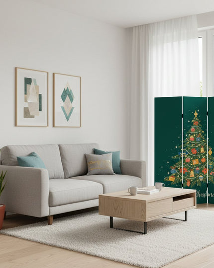 72" Green Folding Three Panel Screen Room Divider