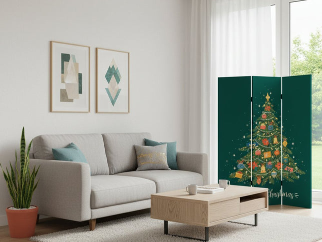 Festive Merry Christmas Three Panel Room Divider Screen