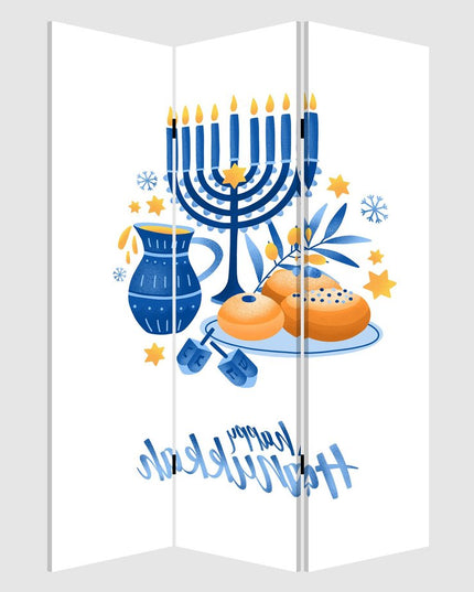 72" White Folding Three Panel Screen Room Divider