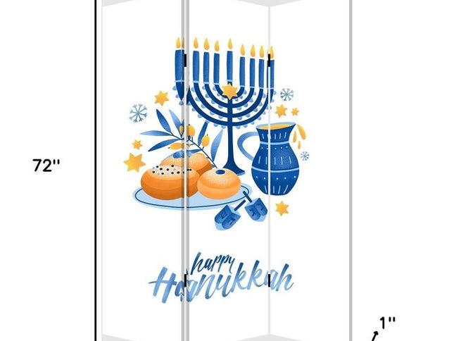 Celebratory Hanukkah Three Panel Room Divider Screen