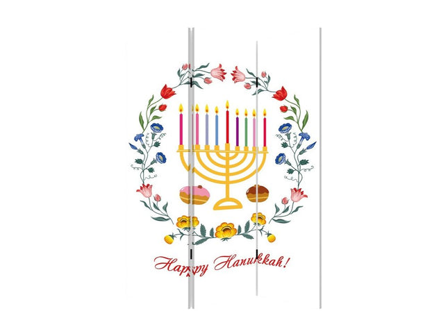 Celebratory Hanukkah Three Panel Room Divider Screen