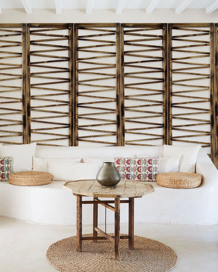 72" Brown Folding Three Panel Screen Room Divider