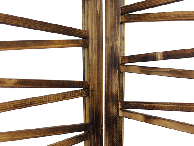 72" Brown Folding Three Panel Screen Room Divider