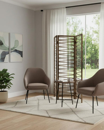 72" Brown Folding Three Panel Screen Room Divider